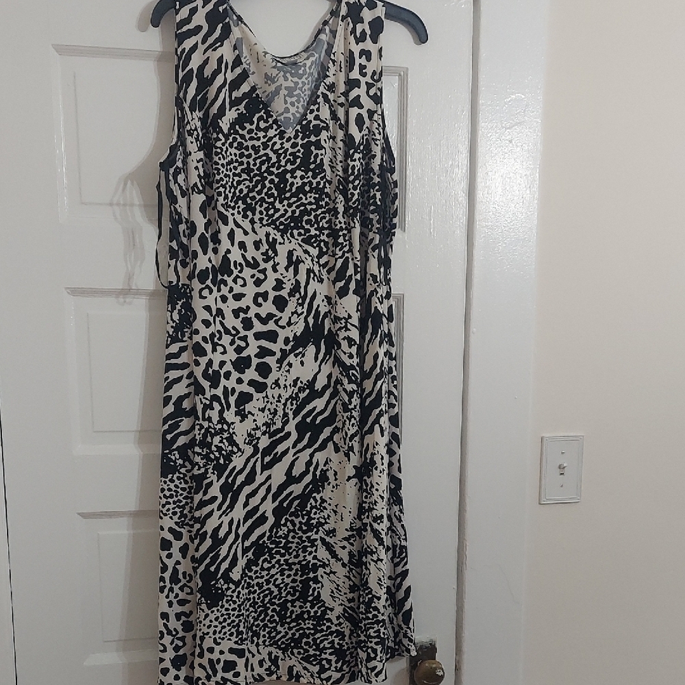 Julian Taylor Zebra and Leopard Print Midi Dress